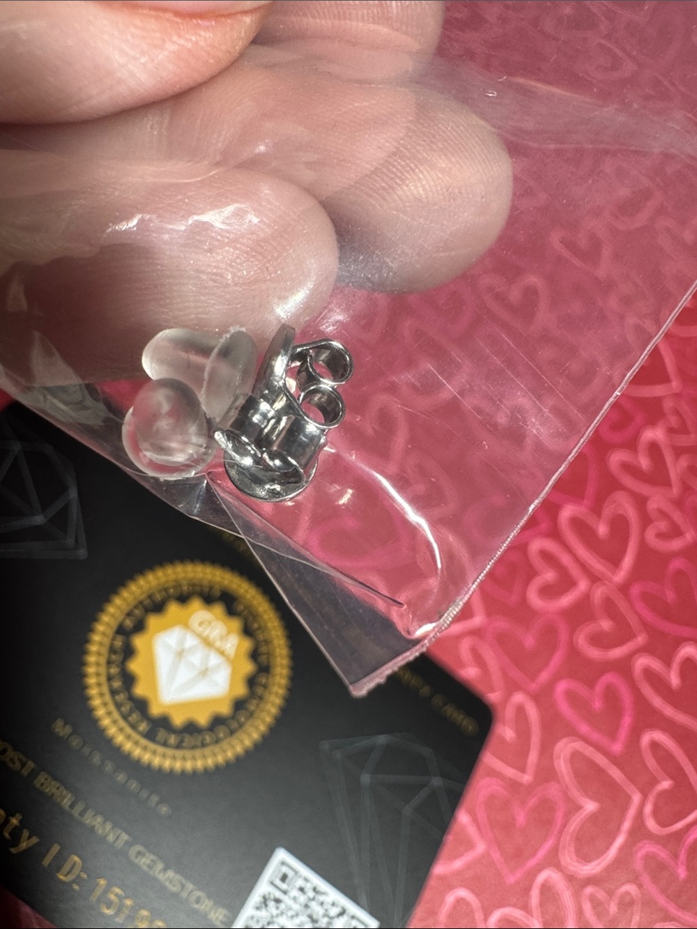 GRA Certified Moissanite Stud Earrings - Classic Silver Tone - Picture 4 of 6